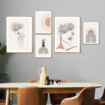 Female Flower and Leaf Body Sketch Black and White Painting Line Drawing Print Fashion Living Room Poster Can Be Customized