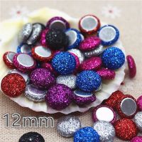 【CW】 50pcs 12mm mix Flatback shiny Fabric Covered round Buttons Garden Crafts Scrapbooking