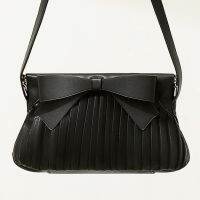 [COD]David Jones Sub nd Krlot Women S Faux Leather Stylish Pleated Uderarm Shoudler Bag With Cute Bow Tie