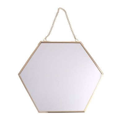 Nordic Hexagon Wall Hanging Mirror Gold Dressing Table Makeup Mirrors Bathroom 11UA