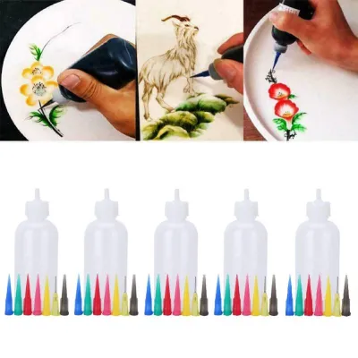 5pcs 50CC Needle Tip Applicator Cake Decorating Art Bottle Condiment Dispenser Glue Squeeze Bottle for Oil DIY Craft Painting