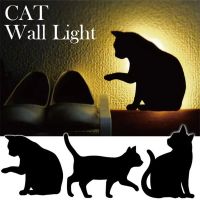 Acrylic Projection Wall Light New LED Night Lamp Voice Light Control Cat Shadow Light for Bedroom Indoor Decor Silhouette Light Night Lights