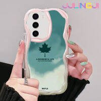 Jjlingji เคสปลอกสำหรับ Samsung S23บวก S23อัลตร้าแฟชั่นลายใบเมเปิลดีไซน์ใหม่ขอบคลื่นเนื้อครีมเคสเคสมือถือกันกระแทกแบบใสนิ่มโปร่งใสลายกล้องถ่ายรูปเรียบง่ายฝาครอบป้องกันอ่อนโยน