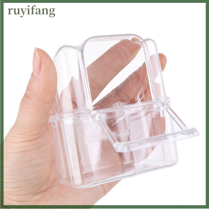 ruyifang-ถ้วยน้ำพลาสติกใสสำหรับใส่อาหารรูปนกแก้วกล่องให้น้ำสะอาดแบบซิลิโคน