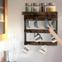 ชั้นวางกาแฟติดผนัง ชั้นวางกาแฟ  Wall Mounted Coffee Mug Holder with 12 Hooks and Storage Shelf Display Rack Home Decor ชั้นวางแก้วกาแฟ - สินค้าพร้อมส่ง กรุงเทพฯ