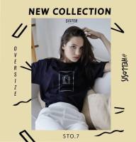 Sister Oversize เสื้อยืด คอกลม สีดำ,เหลือง,ชมพู  (STO.7)