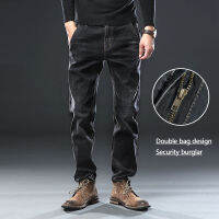 Brother Wang Mens Clothing Anti-theft Zipper Jeans 2023 New Fashion Casual Straight Cotton Elastic Big Size nd Men Jean