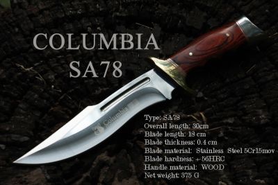 มีดใบตาย COLUMBIA รุ่น SA78 มีดพกทรงสวย ด้ามจับประกับไม้เนื้อแข็งอย่างดี พร้อมซองไนลอน