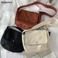 [กระเป๋าแฟชั่นร้อน688] Bolso Cruzado Vintage De Lona Para Mujer Bolsa De Libros Combina Todo Sólido Harajuku Moda De Ocio Estudiantes Chic Street BF Ulzzang Retro