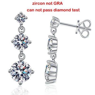 Smyoue D VVS1 3.2CTTW Certified Moissanite Drop Earrings for Women Lab Diamond Wedding Jewelry 925 Sterling Silver Plated PT950