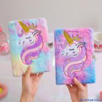 Cartoon Cute Plush Unicorn Notebook Plush Hand Book Diary Book With Lock For Kids Student School Office Stationery Girls Gift
