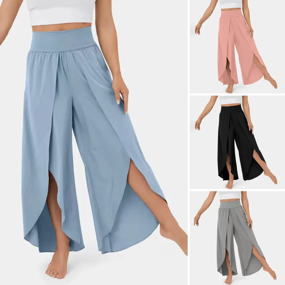 Flowy Yoga Pants Flowy Split Wide Leg Pants High Waisted Yoga