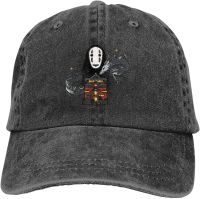 Funny Spirited Away No Face Unisex Baseball Cap Washed Vintage Denim Cotton Adjustable Polo Style Low Profile Dad Hat