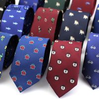 Polyester Jacquard Ties For Men Animal Neckties for Wedding Business Suits 6cm Skinny Wide Neck Ties Slim Gravatas Accessories