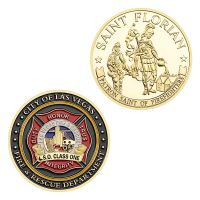 QSR STORE States of Las Fire Rescue Department Gold Plated Coin Firefighters Commemorative
