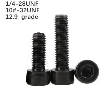 10pcs   10#-32  UNF 1/4-28  UNF  12.9 American Fine Tooth Cylindrical Head Hexagon Socket Screw British Cup Head Screw Nails Screws Fasteners