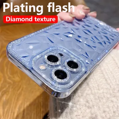 Luxury Glitter Diamond Texture Transparent Case for iPhone 13 12 11 Max Pro X XS XR 8 7 Plus SE 2020 2022 Clear Silicone Cover