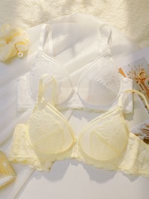 Summer ultrathin section and women underwear show small chest chest together vice milk fat mm bigger sizes prevent sagging soft steel ring bra
