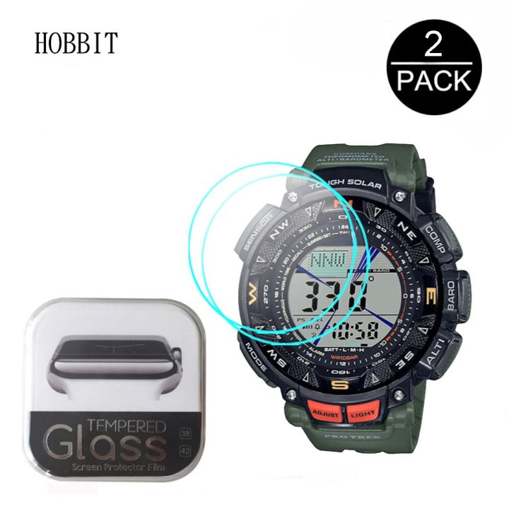 2pcs-9h-2-5d-clear-tempered-glass-for-casio-pro-trek-prg-240-prg240-smart-watch-screen-guard-film-waterproof-anti-scratch-glass-screen-protectors