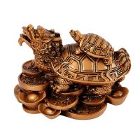 1PC LUCKY Fortune God of Wealth Statue Modern art sculpture Chinese Coin Office Home Feng Shui Dragon Turtle Figurines statue