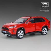 RAV4 SUV หุ่นอัลลอยรถของเล่นหล่อโลหะดึงกลับรถของเล่นแสงและเสียงสำหรับเด็กยานพาหนะ