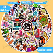 50 Sticker anime manga Dragon Ball 7 viên ngọc rồng hình dán chống nước