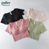 guller เสื้อผ้าโยคะกีฬาแขนสั้นของผู้หญิงกันกระแทกแห้งเร็วเสื้อยืดฟิตเนสสั้นเซ็กซี่สำหรับวิ่ง