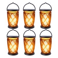 Outdoor with Flickering Flame Solar Torches Light 96 Lamp Beads Waterproof Hanging Flame Lantern for Pathway Yard Garden