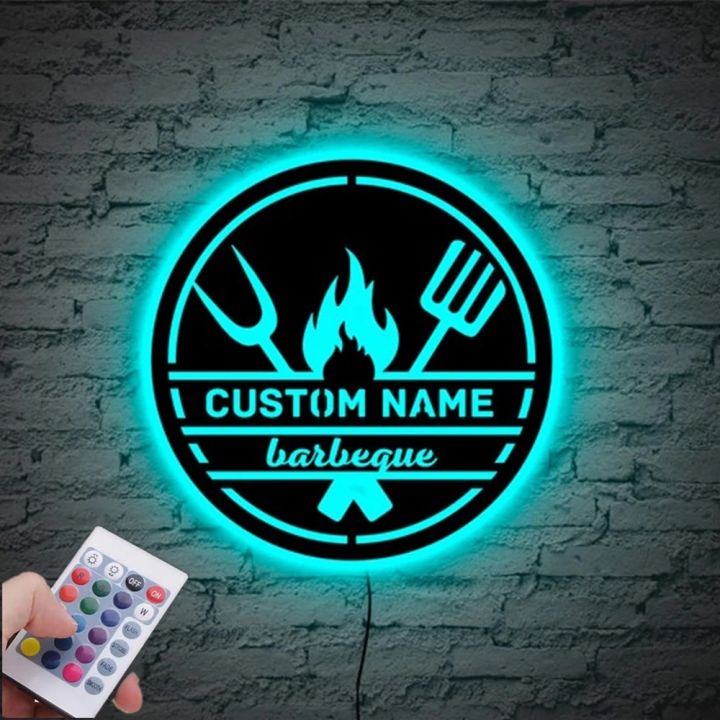 Personalized Custom Name Night Lamp Text Customized BBQ LED Neon Sign Wall  Light Night Barbecue Decoration Remote Control Restaurant milk tea, French  fries, Wallpaper, pizza,SPA. beer, Lazada PH