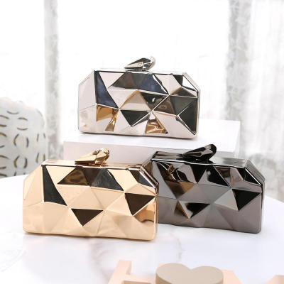 Gold Evening Bag Party Clutch Bags Geometric Acrylic Handbag Elegant Women Handbag Gold Chain Shoulder Bag