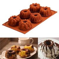 【Ready Stock】 ●☏✕ C14 6 Cavity Silicone Mold Mini Bundt Savarin Cake Muffin Chocolate Baking Pan Mould