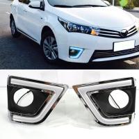 Car Flashing 1 Set DRL For Toyota Corolla 2014 2015 2016 Daytime Running Lights fog lamp cover headlight 12V Daylight