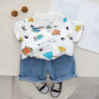 IENENS Summer Boys Clothing Sets 0-4 Years Baby Cotton Outfits 2PCS Short Sleeves Cartoon Polo-shirts + Shorts Children School Clothes Casual Suits