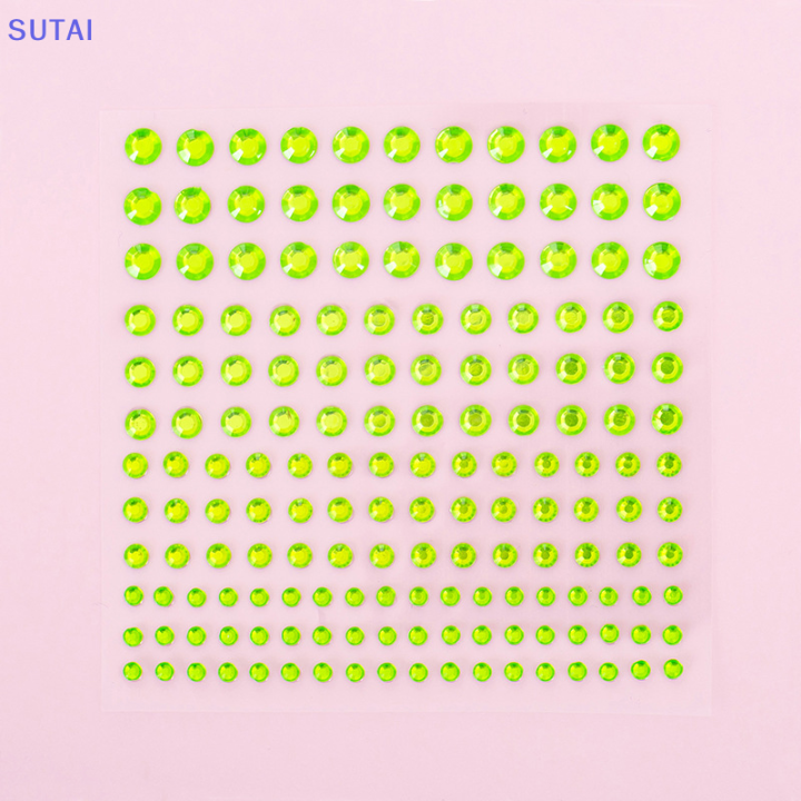 lowest-price-sutai-สติกเกอร์พลอยเทียม3456มม-1แผ่น165ชิ้นสติกเกอร์ประดับคริสตัลอัญมณีมีกาวในตัวสติกเกอร์ตกแต่งแบบทำมือ