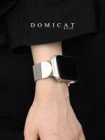 domicat เหมาะสำหรับ Apple สายดูดแม่เหล็ก applewatchUltra Milanese iwatch8 สายนาฬิการะบายอากาศผู้ชายและผู้หญิงใหม่ขั้นสูง s7 กีฬา SE6/5/4 เข็มขัดเหล็กโลหะ