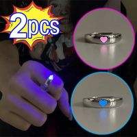 1/2Pcs Luminous Ring Creative Glowing In The Dark Adjustable Couple Ring Women Men Heart Rings Valentines Day Jewelry Gifts