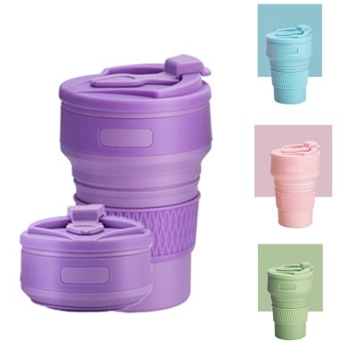 Collapsible Coffee Cups BPA FREE 350ML Folding Liquid Silicone Water Bottles Travel Tea Cups Food Grade Water Drinking Cup
