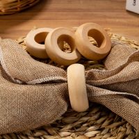 H55A 10 Pcs Natural Wooden Serviette Holders Napkin Rings Set Round Serviette Rings