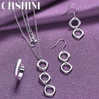 【lz】ﺴ  CHSHINE 925 Sterling Silver Dois/Três Anéis Colar Brincos Anel Para Os Amantes Moda Casamento Charme Exquisite Conjuntos de Jóias Presente