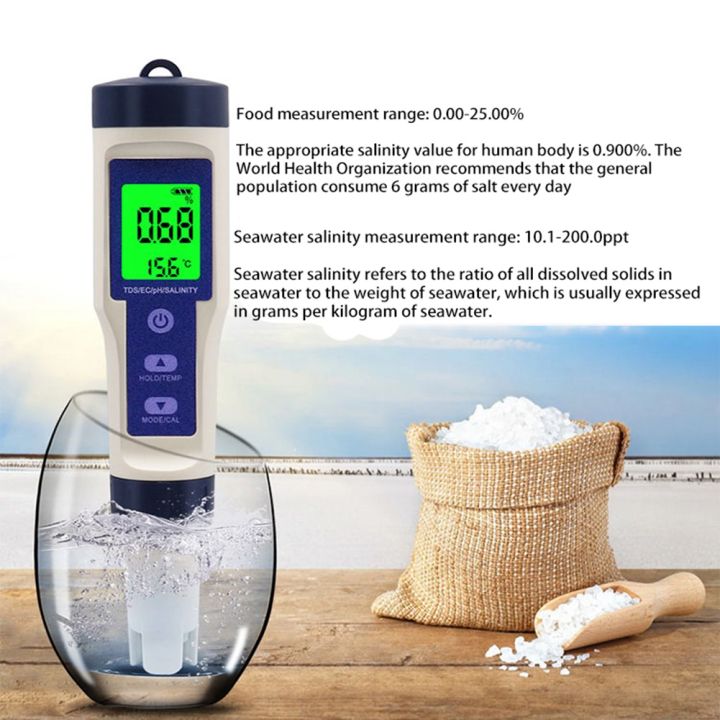 5-in-1เครื่องวัดอุณหภูมิแบบดิจิตอล-tdsecphsalinity-water-quality-monitor-tester-สำหรับสระว่ายน้ำ-น้ำดื่ม-พิพิธภัณฑ์สัตว์น้ำ