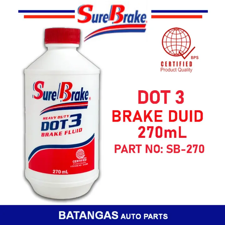 SURE BRAKE FLUID DOT 3 (270ML) Lazada PH
