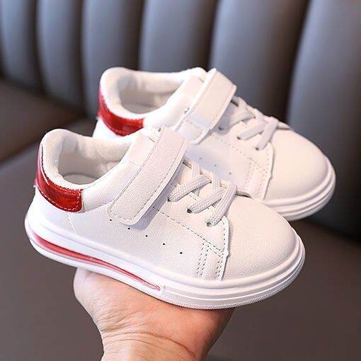 Korean White Shoes For Kids Velcro Skate Sneaker Casual Shoes For Kids 