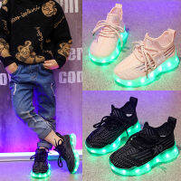 เด็กกีฬารองเท้า Usb ชาร์จสีสัน LED ไฟกระพริบรองเท้า Ghost Step Hip-Hop Soles กับไฟรองเท้าเด็กรองเท้า