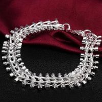 Hot 1.3CM Fish bone bracelet 925 sterling Silver for Women mens 20CM Chain Fashion Wedding Party Holiday gifts fine Jewelry