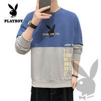 PLAYBOY Autumn Men S Long-Sleeved Sweatshirt Round Neck Color Blocking T-Shirts Unisex