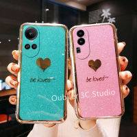 เคสโทรศัพท์ OPPO Reno10 Pro + Plus A78 Realme C55 NFC 4G 5G เคส เป็นที่นิยมแบบเรียบง่ายดีไซน์ใหม่กากเพชรสุดหรูฝาหลังนิ่มรูปหัวใจกันกระแทก Case 2023