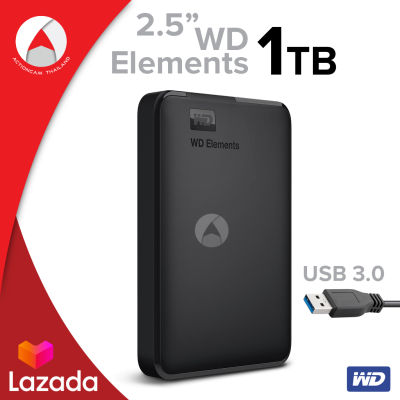 WD Elements ฮาร์ดดิสก์พกพา HDD 2.5 นิ้ว ความจุสูง 1TB ความเร็วสูง Portable Storage น้ำหนักเบา กะทัดรัด 2.5 inches (WDBUZG0010BBK-WESN) USB3 เชื่อมต่ออเนกประสงค์ External Harddisk จัดเก็บไฟล์ ภาพถ่าย วิดีโอ เพลง ข้อมูลสำคัญ สินค้าประกัน 3 ปี