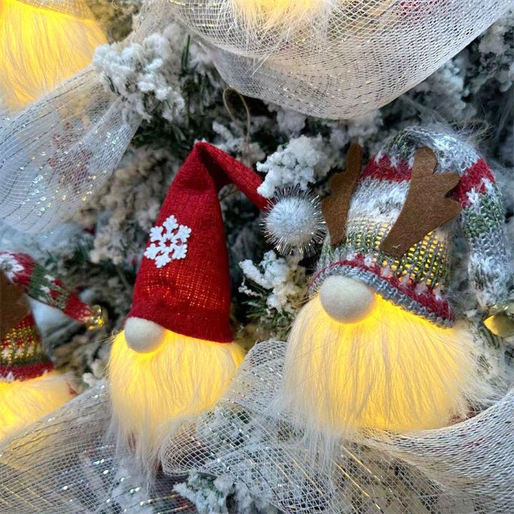 ใหม่คริสต์มาสซากุระสีฟ้า2023ขนเรืองแสงหลากหลายชนิดระฆังแขวนไม่มีหน้าตุ๊กตาผ้ากำมะหยี่แคระรูดอล์ฟ1-3ชิ้น