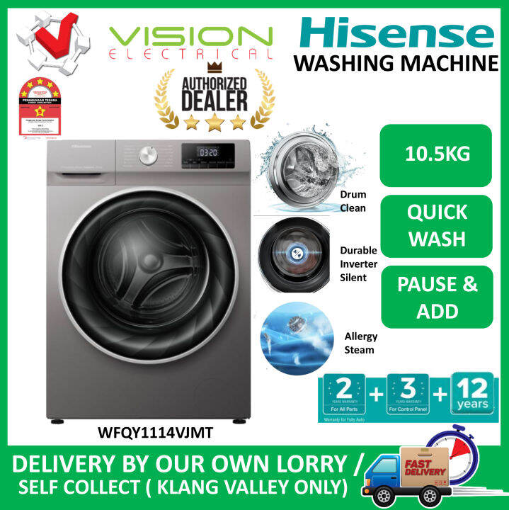 Hisense Wfqy1114vjmt Front Load Washing Machine 10.5kg Inverter Washer 