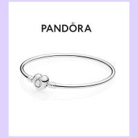 Pandora สร้อยข้อมือเงิน 925 จี้โลโก้หัวใจ 925 สไตล์คลาสสิก แฟชั่นสําหรับผู้หญิง